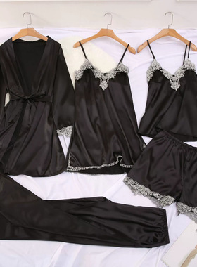 Women's sexy lingerie imitates silk pajamas and nightgowns