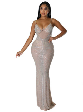Sexy Sequins Prom dress party new 吊带裙鱼尾小礼服网纱连衣裙