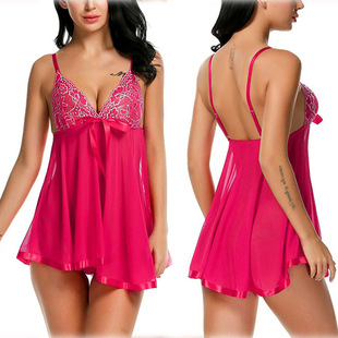 Erotic lingerie Sexy ladies mesh suspender nightdress