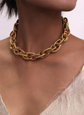 Women Punk Lock Choker Necklace Pendant Thick Chain混搭项链