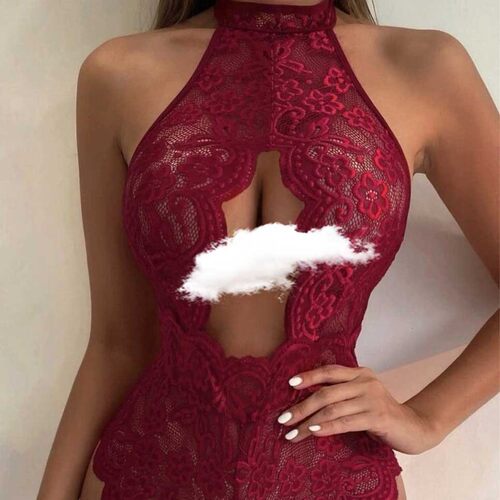 Sexy lingerie lace camisole open-crotch jumpsuit蕾丝连体睡衣