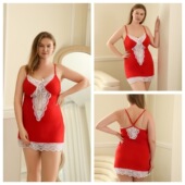 oversized lace sexy 6XL lingerie hanging ribbon nightgown