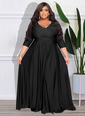 Plus size women's clothing big size long Dress fat lady 4xl