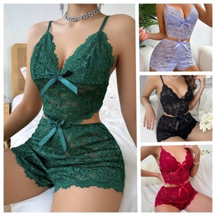 home set lace piece suit shorts vest camisole pajamas Sexy