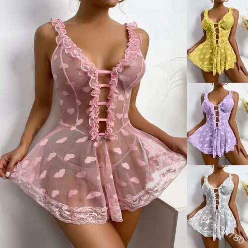 Sexy lingerie women's sexy short skirt lace nightdress