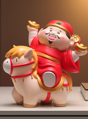 马年喜庆吉祥物摆件可爱办公桌面财神爷装饰工位情绪稳定新年礼物