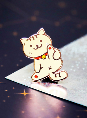 LTNC自制 原创可爱星空猫咪胸针 珐琅金属质感徽章 ins 趣味饰品