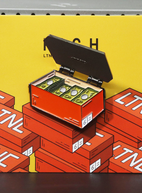 LTNC自制 原创美元翻盖胸针 创意鞋盒子暴富金属开合徽章 ins百搭