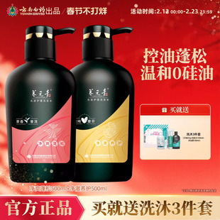 云南白药养元青洗发水生姜茶叶精华无硅油清洁大瓶组合500ml*2