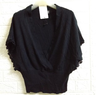 29元尾貨廠家直銷180斤大码女装夏季龟背针织衫V领短袖通勤百搭