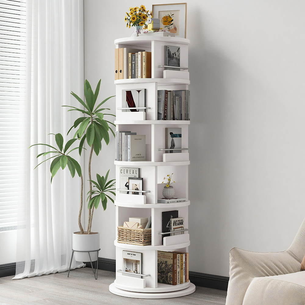 旋转书架落地置物架客厅收纳儿童绘本架家庭阅读区展示柜子储物柜