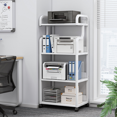 可移动三层打印机置物架落地书房办公桌旁多功能主机收纳整理架子