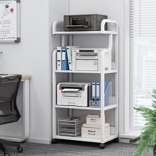 可移动三层打印机置物架落地书房办公桌旁多功能主机收纳整理架子