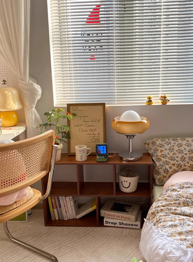 床边长条置物架落地床头格子柜卧室靠墙矮柜陈列架展示柜简易书架