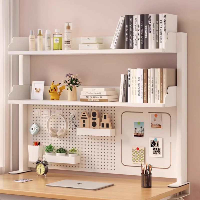学生学习书桌收纳架子桌面置物架电脑办公桌上多层夹式洞洞板书架