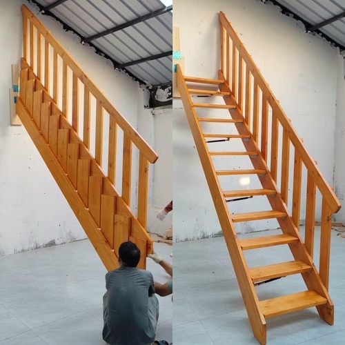 实木翻折登高网红贴墙折叠梯子