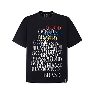 GB-GOODBRAND 26SS彩色重叠发泡复古标语黑短袖T恤 男女同款