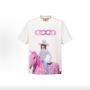 GB-GOODBRAND M26SS 马年粉色牛仔满钻轻奢时尚短袖 T恤 男女同款