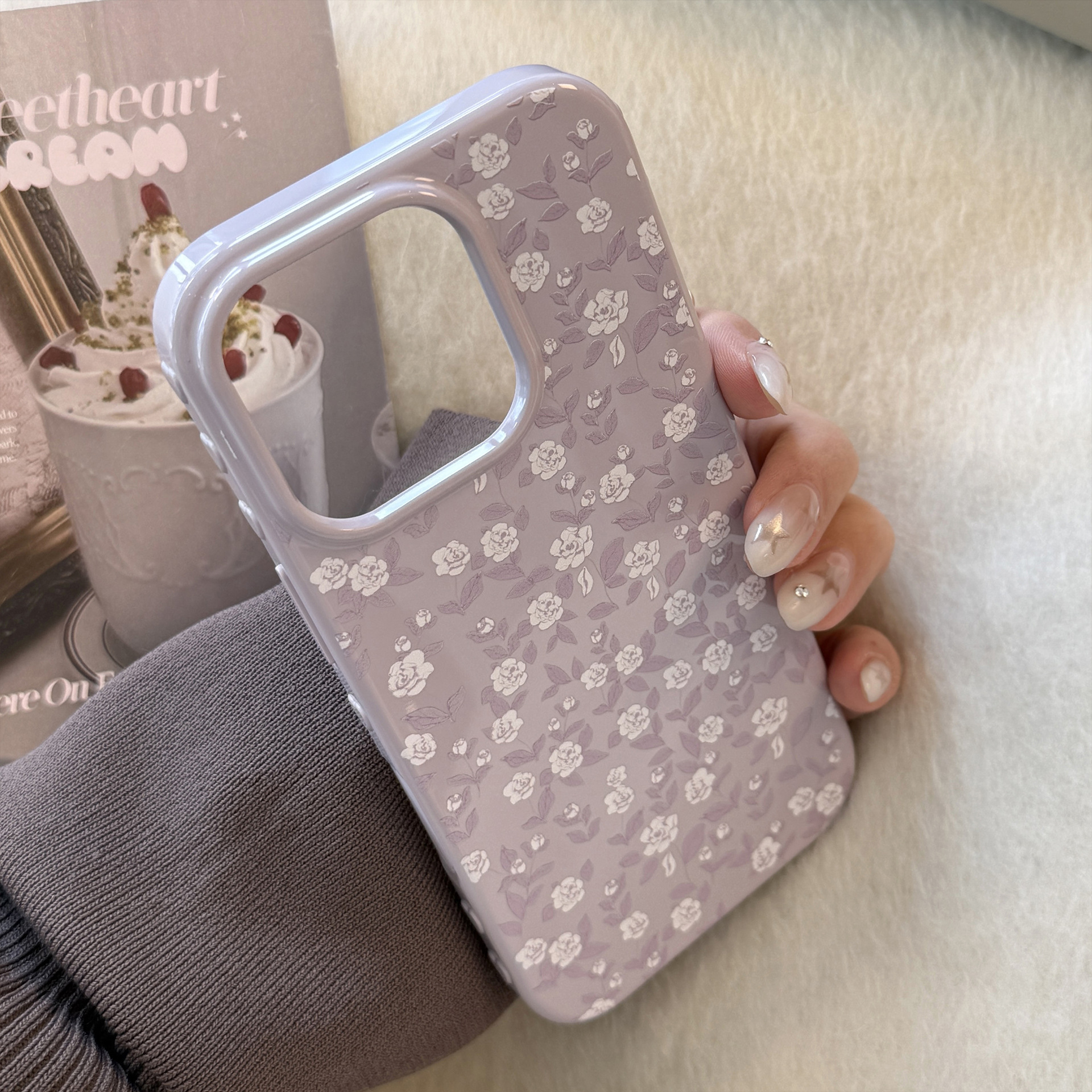 苹果浪漫白玫瑰花手机壳保护套