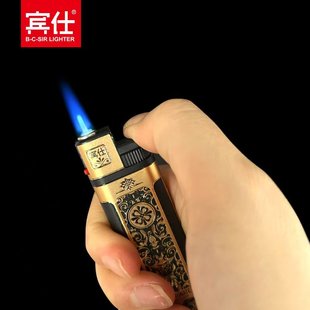 新款 宾仕951高档国潮铁壳防风打火机直冲蓝焰超大金属加厚可充气