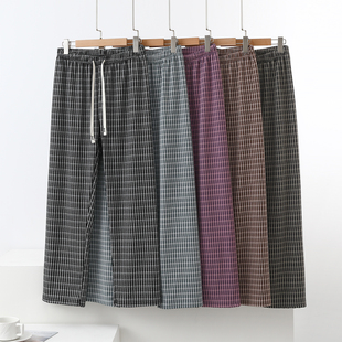 双面绒家居裤格子裤女冬季加绒加厚保暖阔腿裤直筒裤大码休闲长裤