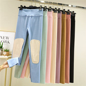 加绒厚长裤 德绒秋裤 带护膝高腰保暖裤 冬季 女自发热内穿紧身打底裤