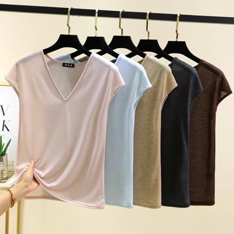超薄款v领无袖T恤女宽松背心坎肩夏季打底衫纯色百搭休闲短袖上衣,女装/女士精品,T恤,淘宝优惠券,粉丝福利购,淘宝优惠卷