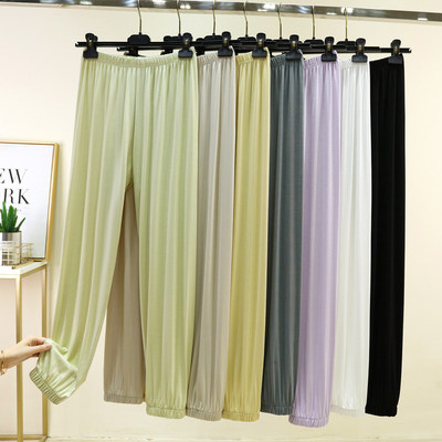 优可丝薄款带口袋束脚空调裤女