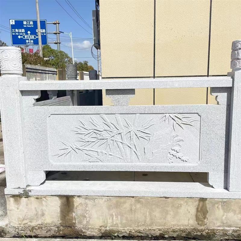 花岗岩石栏杆护栏芝麻白河道广场公园大理石围栏线雕浮雕石材栏板