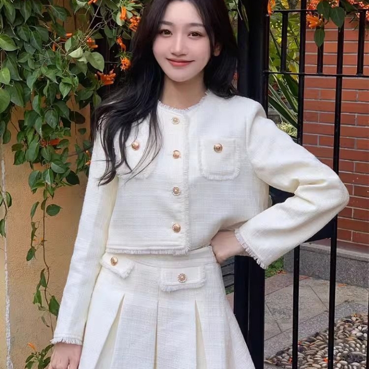 法式小香风外套裙子套装秋冬富家千金气质名媛小个子上衣两件套女