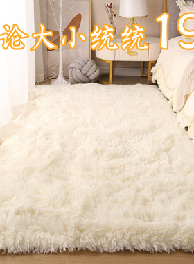 北欧ins风丝毛少女卧室床边地毯长毛绒家用客厅沙发房间脚垫地毯