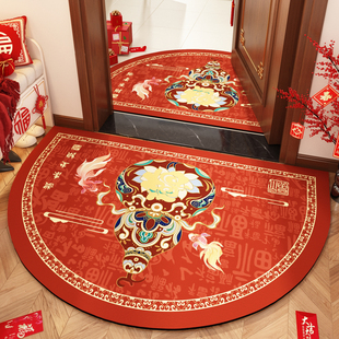 2026新款 半圆地毯红色开运门垫防滑耐脏入户门地垫免洗可擦脚垫