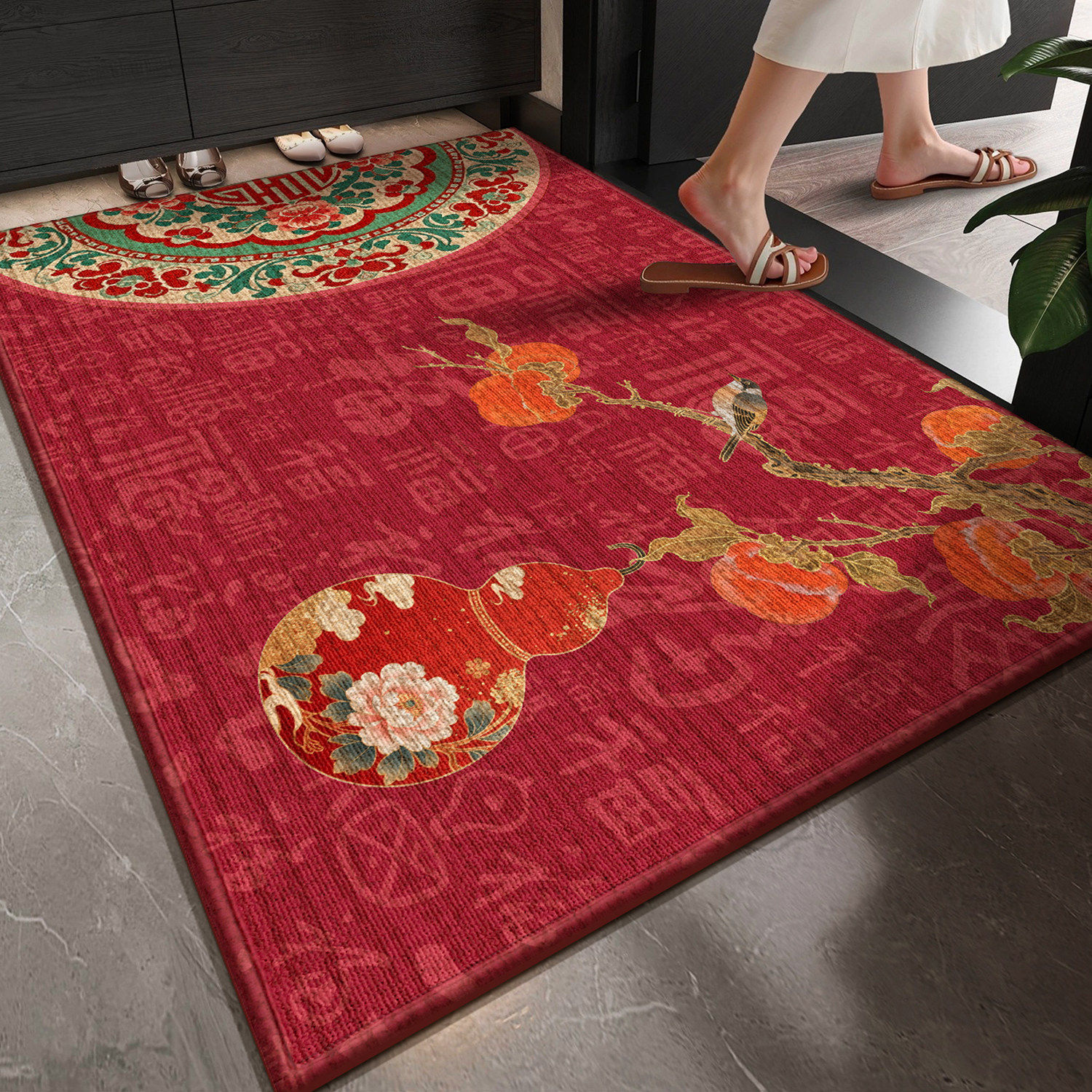 新中式入户门地垫2025新款地毯进门垫脚踏垫乔迁红色门口脚垫门外,居家布艺,入户地垫,淘宝优惠券,粉丝福利购,淘宝优惠卷