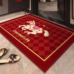 马年新年入户地垫红色喜庆高级感2026新款 防滑耐脏进门大门口脚垫