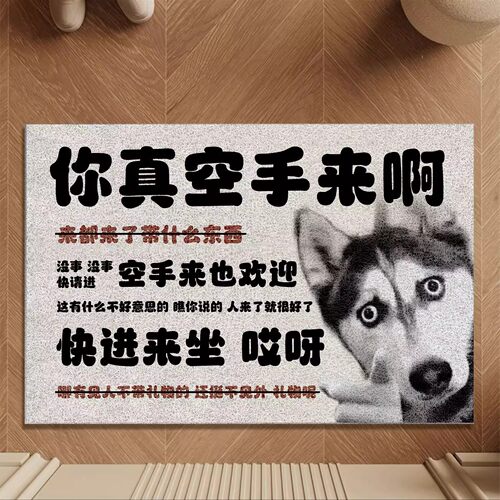 你空手来啊丝圈地垫搞笑创意入户