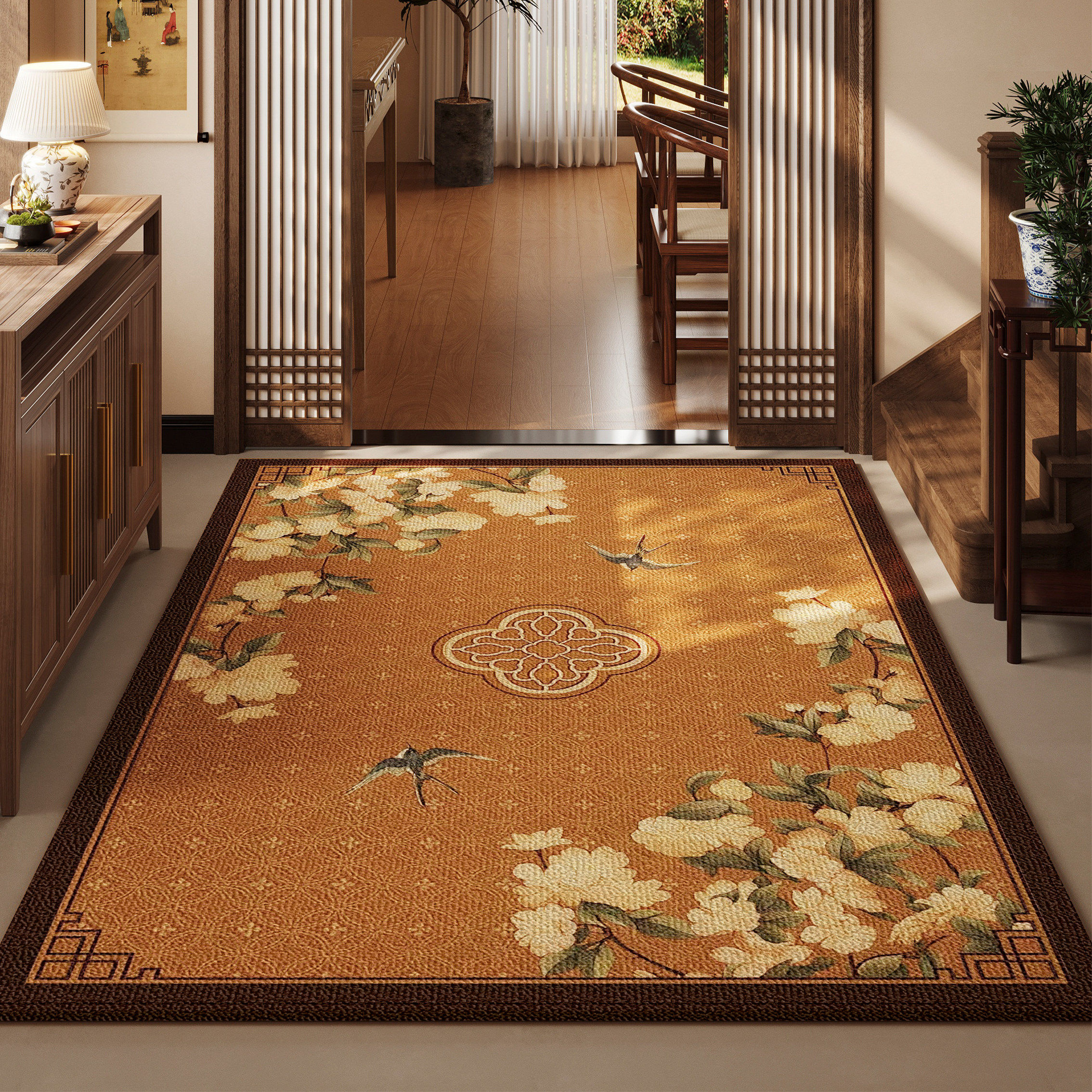 中式地垫入户门进门地毯门口家用门垫防滑客厅入户高级脚垫可定制,居家布艺,入户地垫,淘宝优惠券,粉丝福利购,淘宝优惠卷