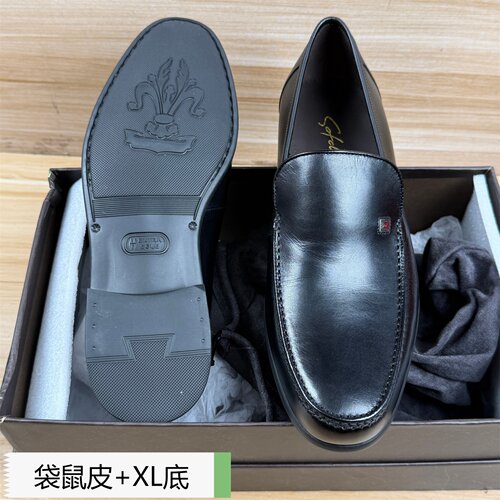 42码意大利进口男鞋新款商务休闲鞋一脚蹬袋鼠皮正装乐福XL底皮鞋