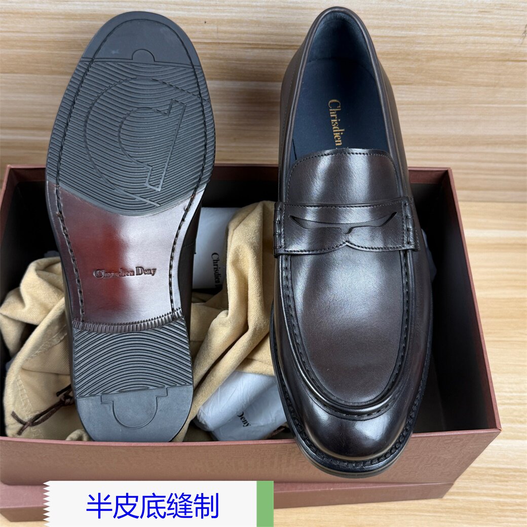 撤柜断码正品春秋擦色真皮一脚蹬休闲鞋乐福鞋商务正装半皮底男鞋
