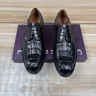 吊牌19800 鳄鱼皮系带高端商务正装 高档德比皮鞋 意大利进口男鞋