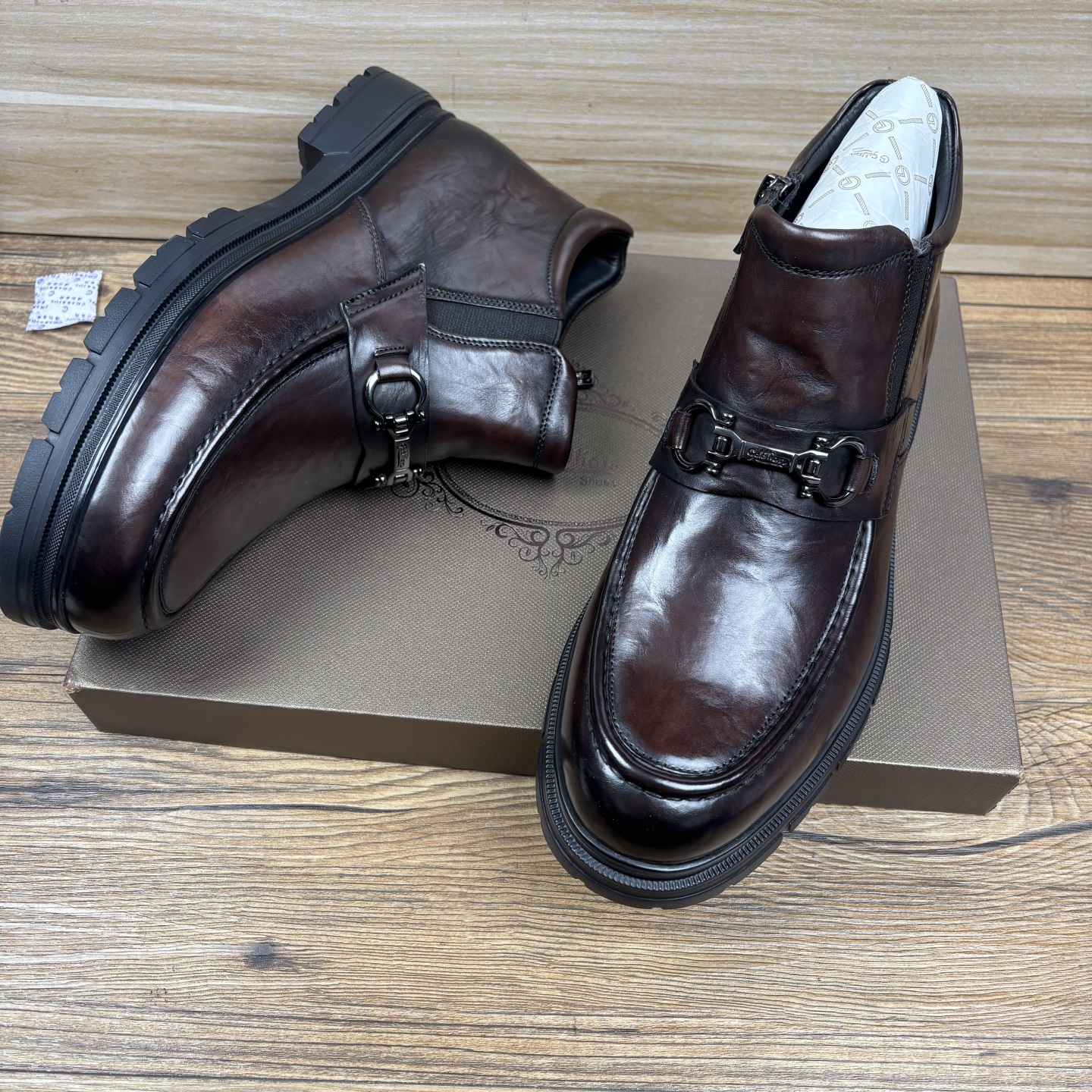 41男冬款棉皮鞋套脚软面商务加绒加厚高帮保暖棉鞋时尚棉靴