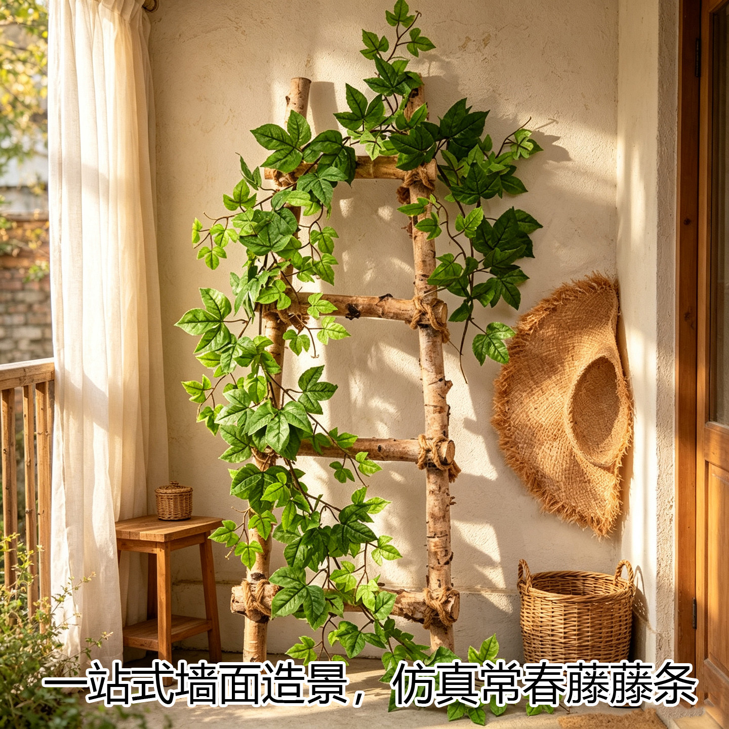 玄关墙面遮丑仿真常春藤