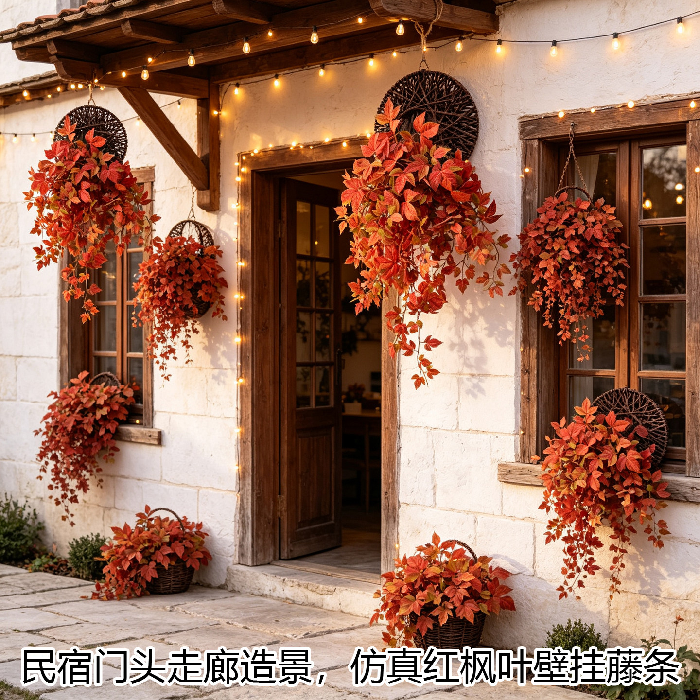 仿真常春藤藤蔓爬山虎叶子植物墙侧边搭配填补空隙假绿植墙面软装