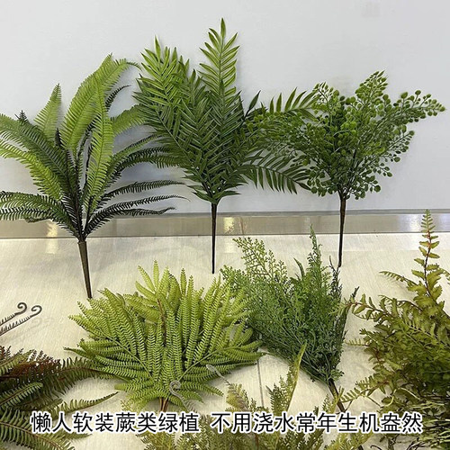 仿真垂挂波草蕨类室内绿化布景
