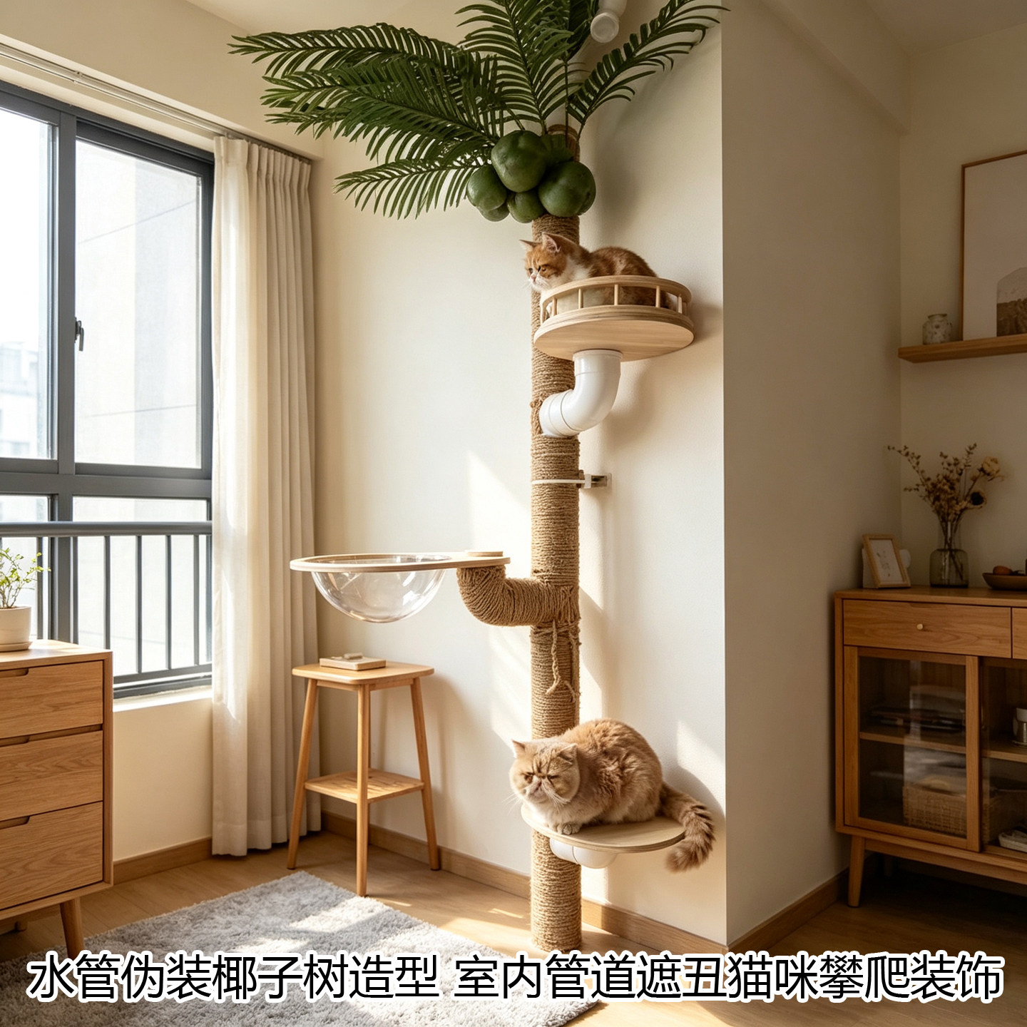 室内外管道美化仿真椰子树遮挡