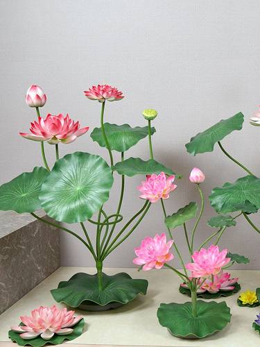 仿真荷花仿真花假荷叶中式餐厅桌面落地花艺鱼水池装饰花舞蹈道具
