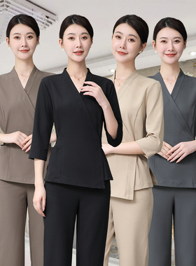 美容师工作服女技师制服套装足疗按摩spa会所美容院高端秋季新款