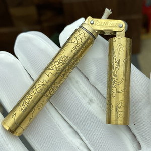 好运达双截棍煤油打火机男黄铜老式创意雕刻个性迷你香烟型细小巧