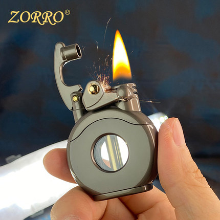 佐罗zorro摇臂款煤油打火机复古透明仓正品礼物送男友老式高颜值