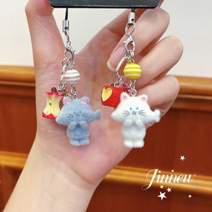 可爱植绒小动物迷你公仔手机挂绳卡通小鼻嘎情侣包包挂件手机链