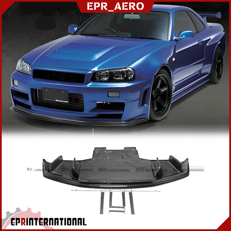 适用于日产 GTR R34 碳纤维EPAS款前唇前铲车头铲扰流板改装包围